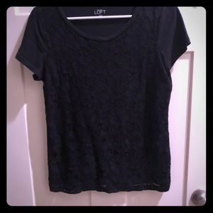 Black loft lace T-shirt.
